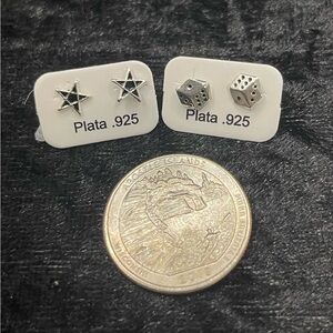 Silver .925 Star and Dice Stud Earrings price $20 each one